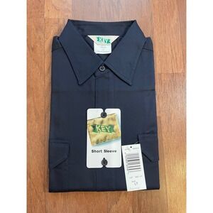 Key Industries Mens Short Sleeve Work Shirt Navy Blue Button Down 5551.41 LT New